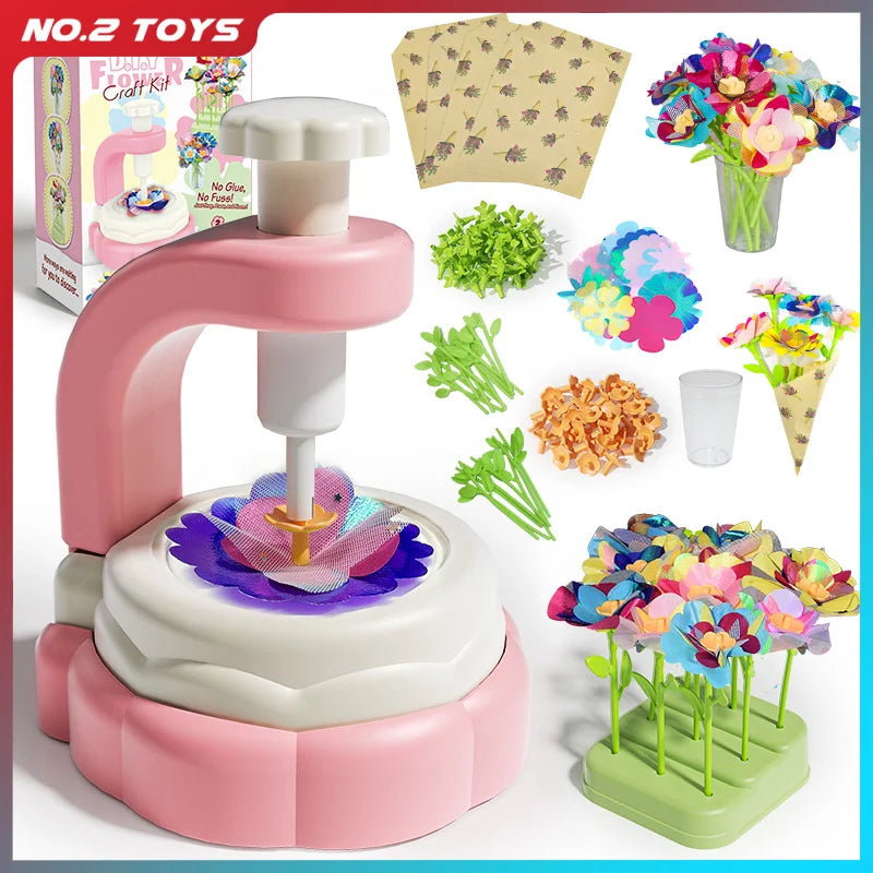 Handmade Flowers Embossing Machine Toy for Kids Fabric Flower Bouquets Toys Children'S DIY Arts Craft Kit Girls Birthday Gift