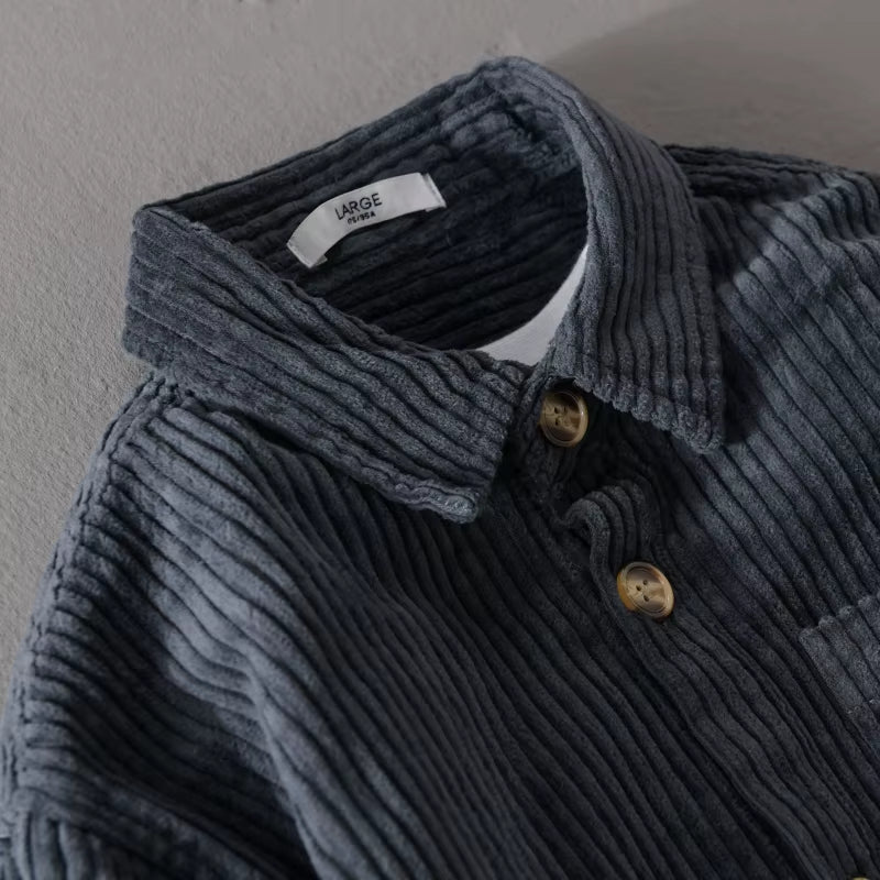 Thickening plus Size Long Sleeve Corduroy Cotton Shirt Men Brand Trendy French Style Designer Quality Top Clothes Chemise Homme