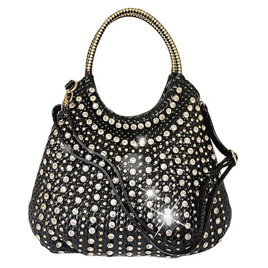 2025 Luxury Fashion Diamonds Women Handbags Genuine Leather Shoulder Bag Female White Rhinestone Messenger Crossbody Tote Bags