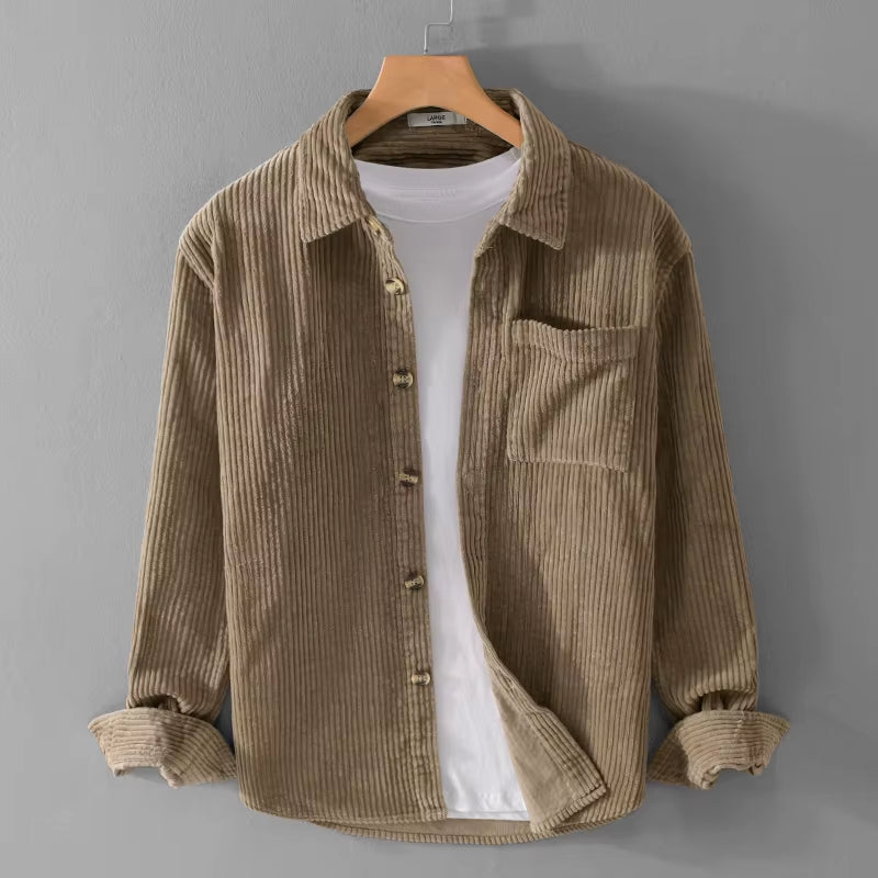 Thickening plus Size Long Sleeve Corduroy Cotton Shirt Men Brand Trendy French Style Designer Quality Top Clothes Chemise Homme