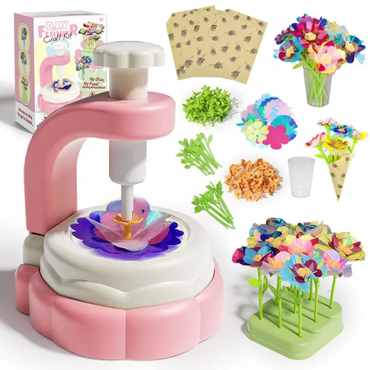 Handmade Flowers Embossing Machine Toy for Kids Fabric Flower Bouquets Toys Children'S DIY Arts Craft Kit Girls Birthday Gift
