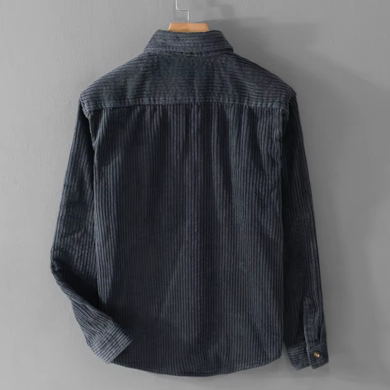 Thickening plus Size Long Sleeve Corduroy Cotton Shirt Men Brand Trendy French Style Designer Quality Top Clothes Chemise Homme