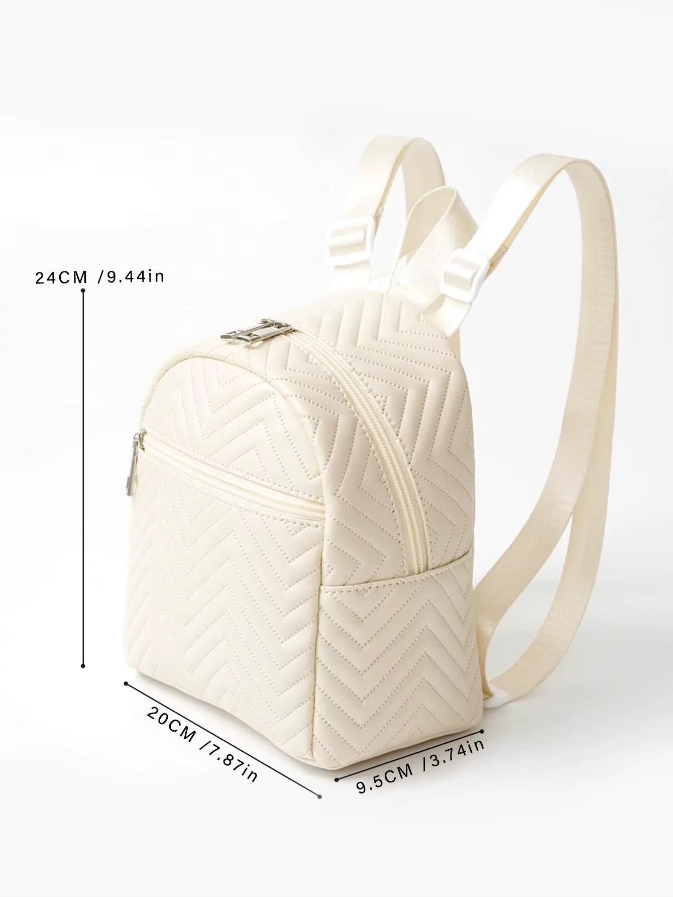 Beige Fashion Simple Classic Quilted Leather Women'S Backpack Classic Backpack Schoolbag Suitable for Traveling and Shopping