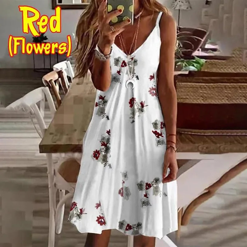 Fashion Women Feather Printed Sleeveless Dresses Comfy Casual Dresses Ladies Elegant Dresses Summer Beach Dresses plus Size XS-5XL