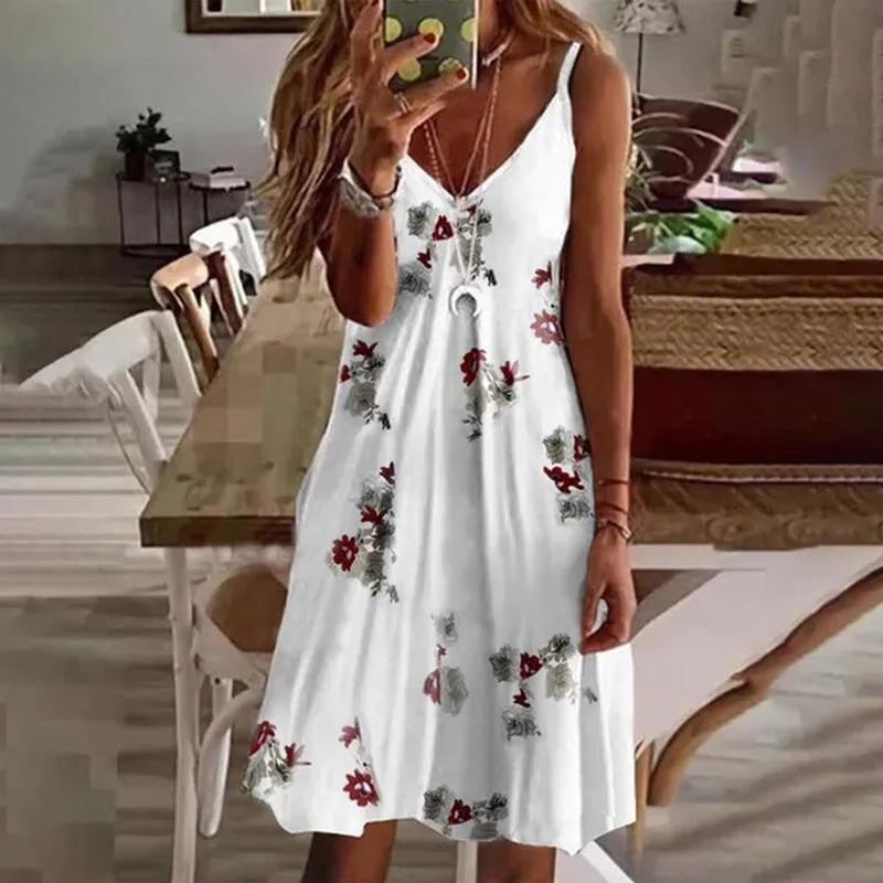 Fashion Women Feather Printed Sleeveless Dresses Comfy Casual Dresses Ladies Elegant Dresses Summer Beach Dresses plus Size XS-5XL