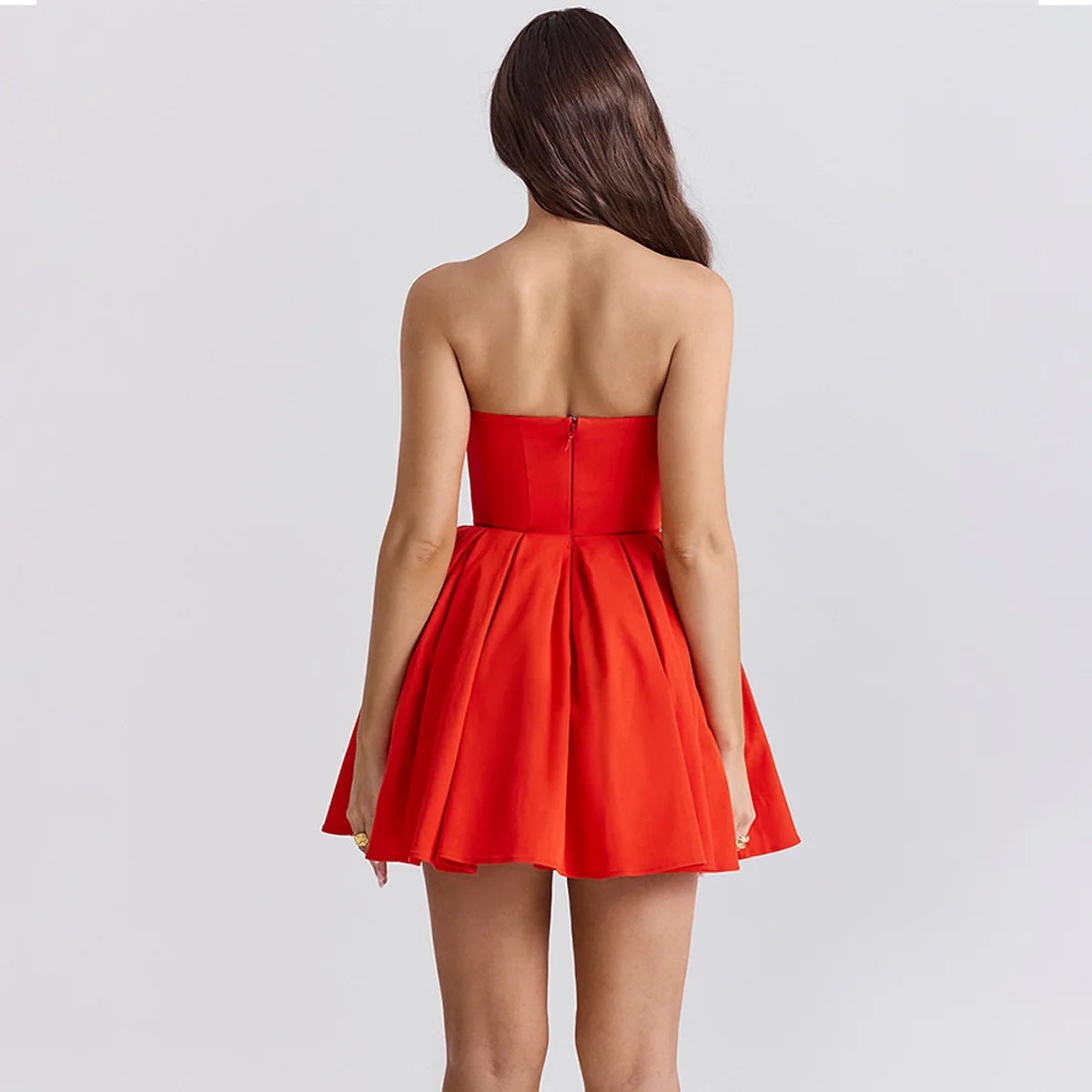 Red Strapless Bodycon Party Dresses 2024 New Mini Sexy Corset Dress Elegant Casual Holiday Flare Dress