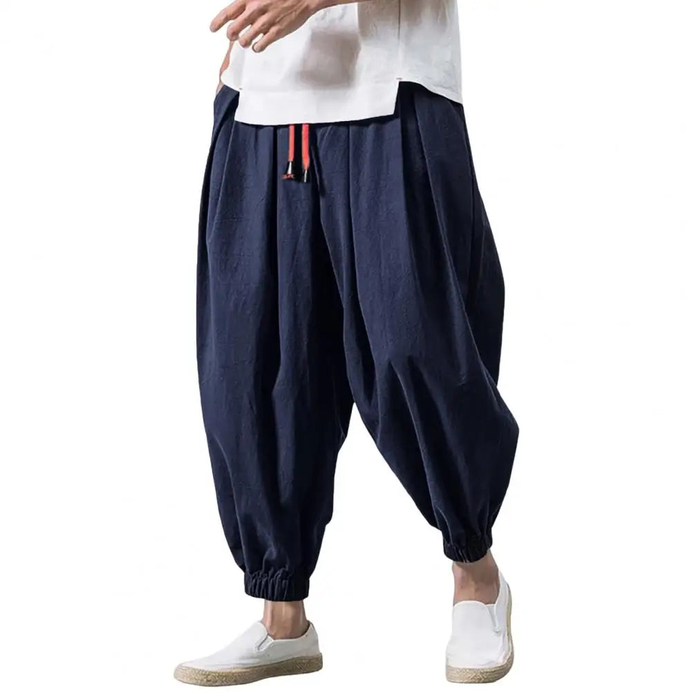 2024 New Fashion Drawstring Harem Pants Men’S Baggy Jogging Pants Japanese Men Crotch Wide Leg Pants Male Casual Loose Trousers