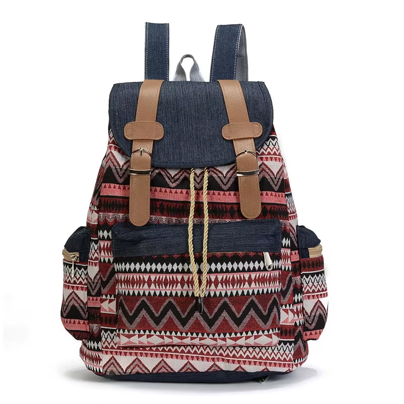 High Quality Women Canvas Vintage Backpack Ethnic Backpacks Bohemian Backpack Schoolbag Rugzak Back Pack Bag Pack Rucksack