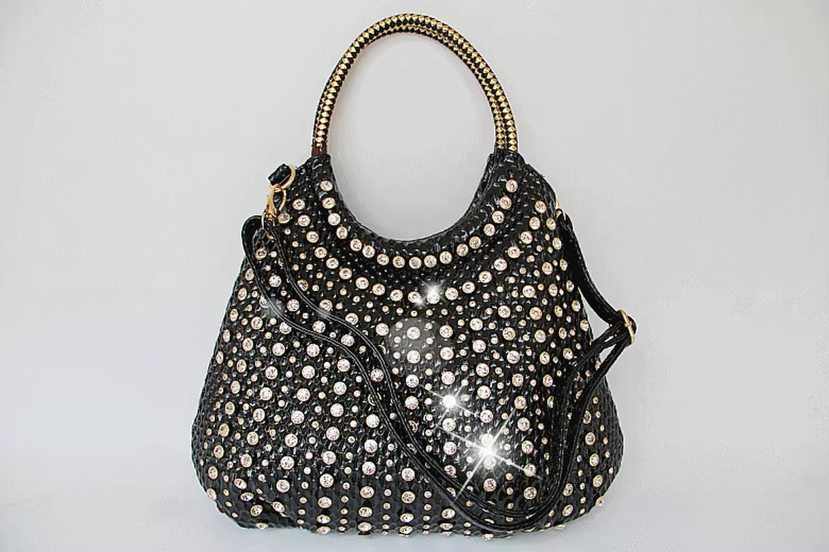 2025 Luxury Fashion Diamonds Women Handbags Genuine Leather Shoulder Bag Female White Rhinestone Messenger Crossbody Tote Bags