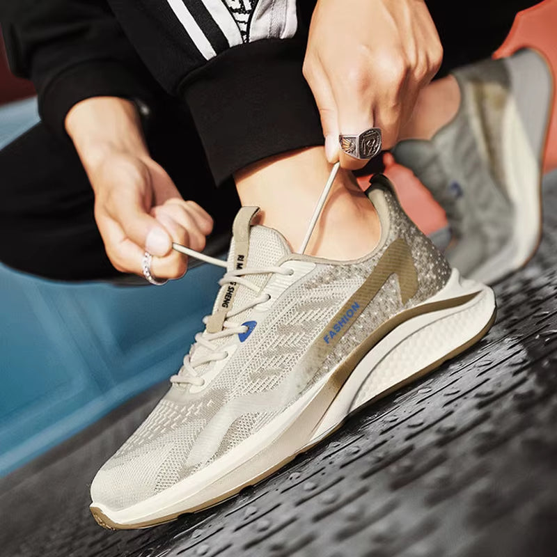 Fashion Men Sneakers Mesh Casual Shoes Lac-Up Men Shoes Lightweight Vulcanize Shoes Walking Sneakers Zapatillas Hombre