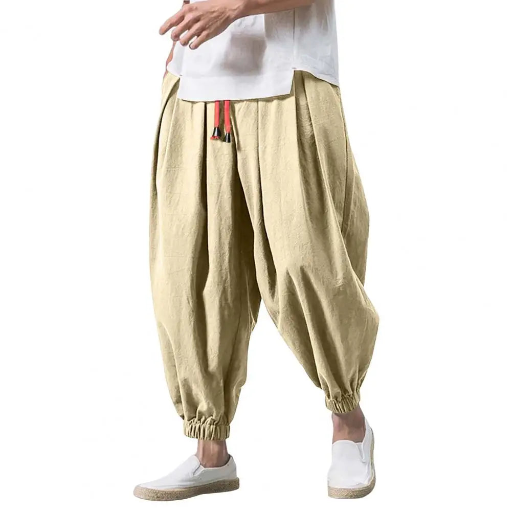 2024 New Fashion Drawstring Harem Pants Men’S Baggy Jogging Pants Japanese Men Crotch Wide Leg Pants Male Casual Loose Trousers