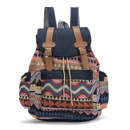 High Quality Women Canvas Vintage Backpack Ethnic Backpacks Bohemian Backpack Schoolbag Rugzak Back Pack Bag Pack Rucksack