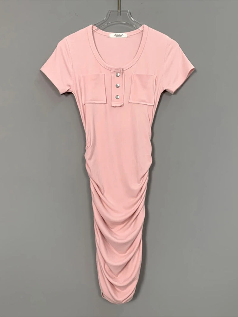 2025 Short Slit Sexy Mini Dress Summer Women Fashion Streetwear Outfits Cute Solid Y2K Party Clothing