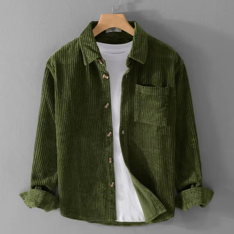 Thickening plus Size Long Sleeve Corduroy Cotton Shirt Men Brand Trendy French Style Designer Quality Top Clothes Chemise Homme