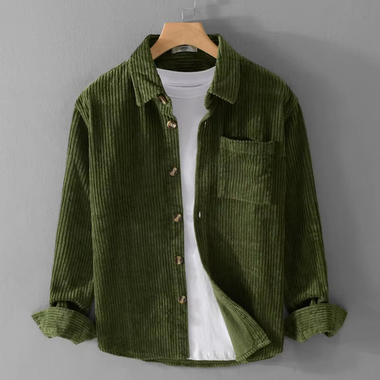 Thickening plus Size Long Sleeve Corduroy Cotton Shirt Men Brand Trendy French Style Designer Quality Top Clothes Chemise Homme