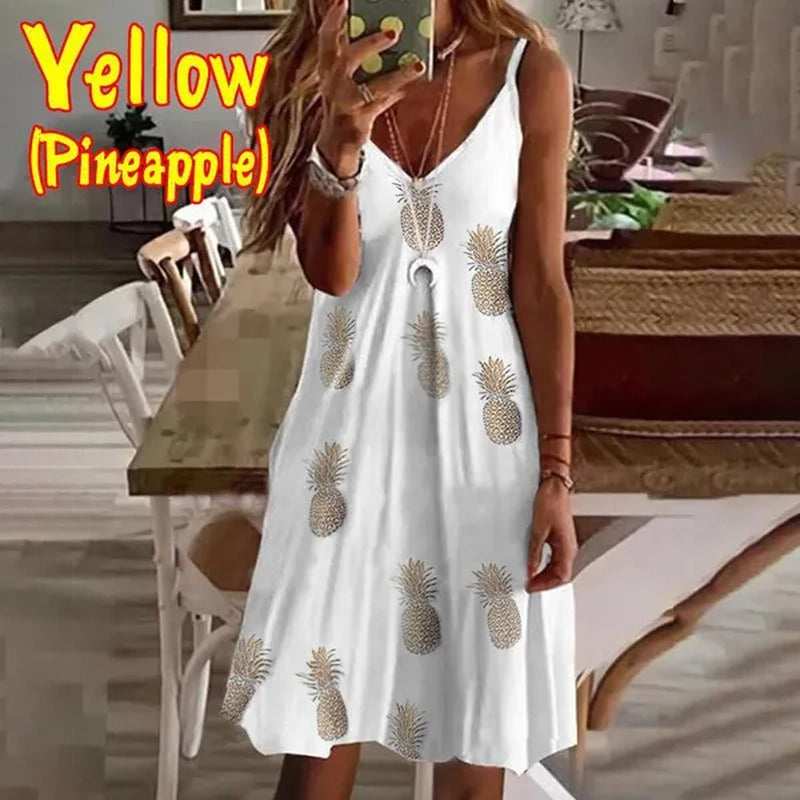 Fashion Women Feather Printed Sleeveless Dresses Comfy Casual Dresses Ladies Elegant Dresses Summer Beach Dresses plus Size XS-5XL