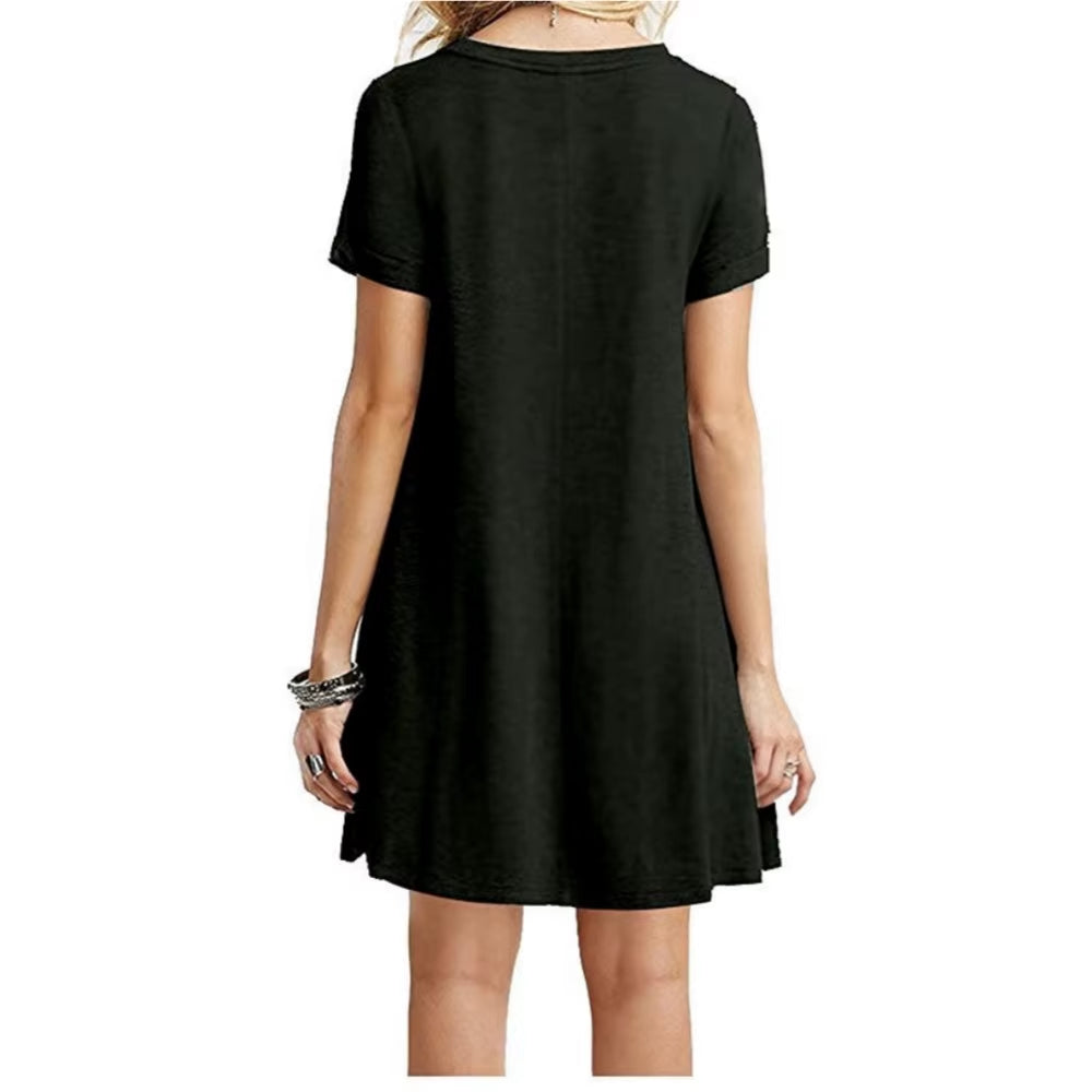 2024 New Summer Party Black or Blue Loose Pocket Beach Dress Spring Women Sleeveless plus Size round Neck Solid Dresses Woman