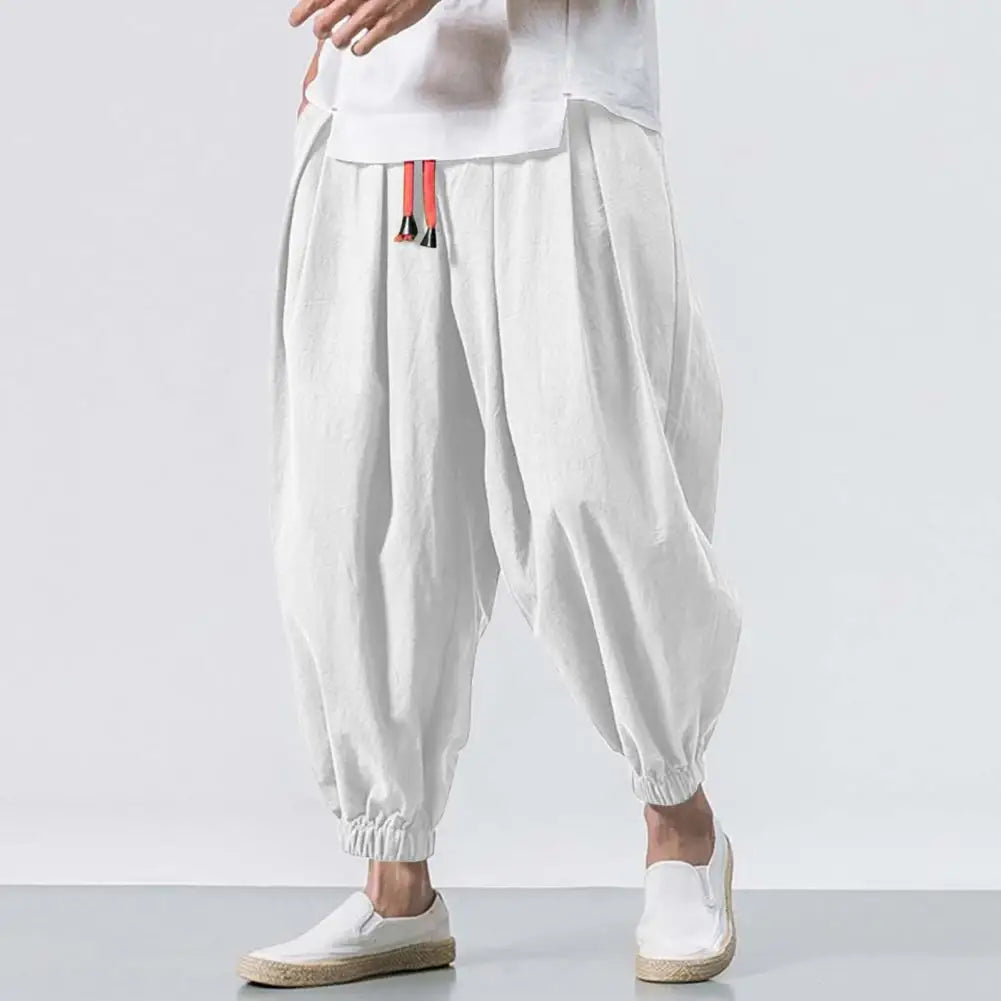 2024 New Fashion Drawstring Harem Pants Men’S Baggy Jogging Pants Japanese Men Crotch Wide Leg Pants Male Casual Loose Trousers