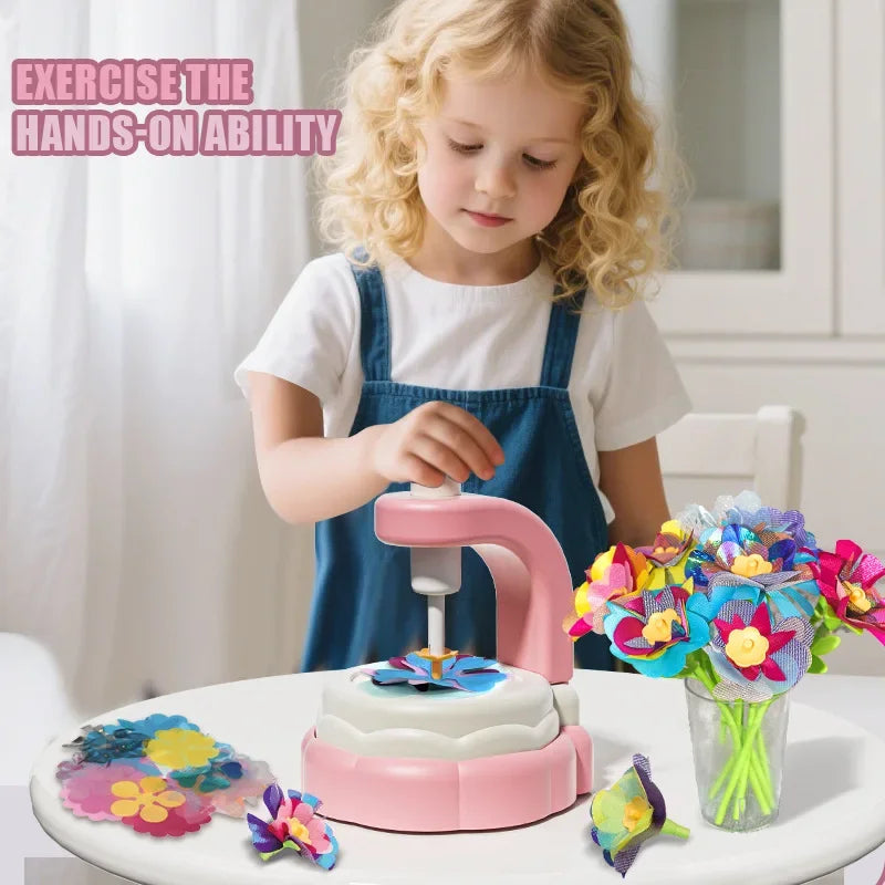 Handmade Flowers Embossing Machine Toy for Kids Fabric Flower Bouquets Toys Children'S DIY Arts Craft Kit Girls Birthday Gift
