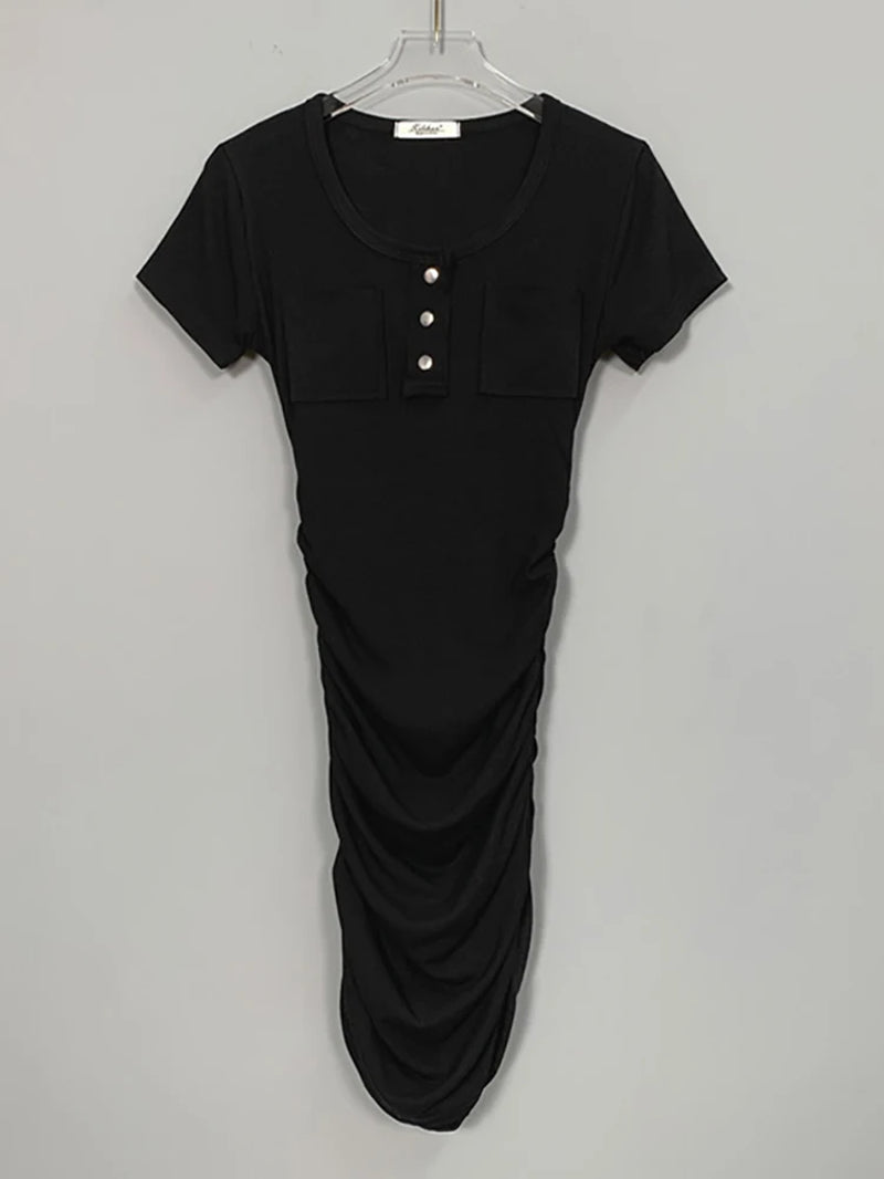 2025 Short Slit Sexy Mini Dress Summer Women Fashion Streetwear Outfits Cute Solid Y2K Party Clothing